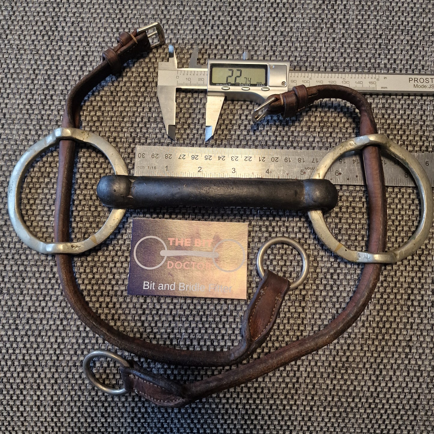 5" vintage nickel bendy mullen rubber balding gag bit B568