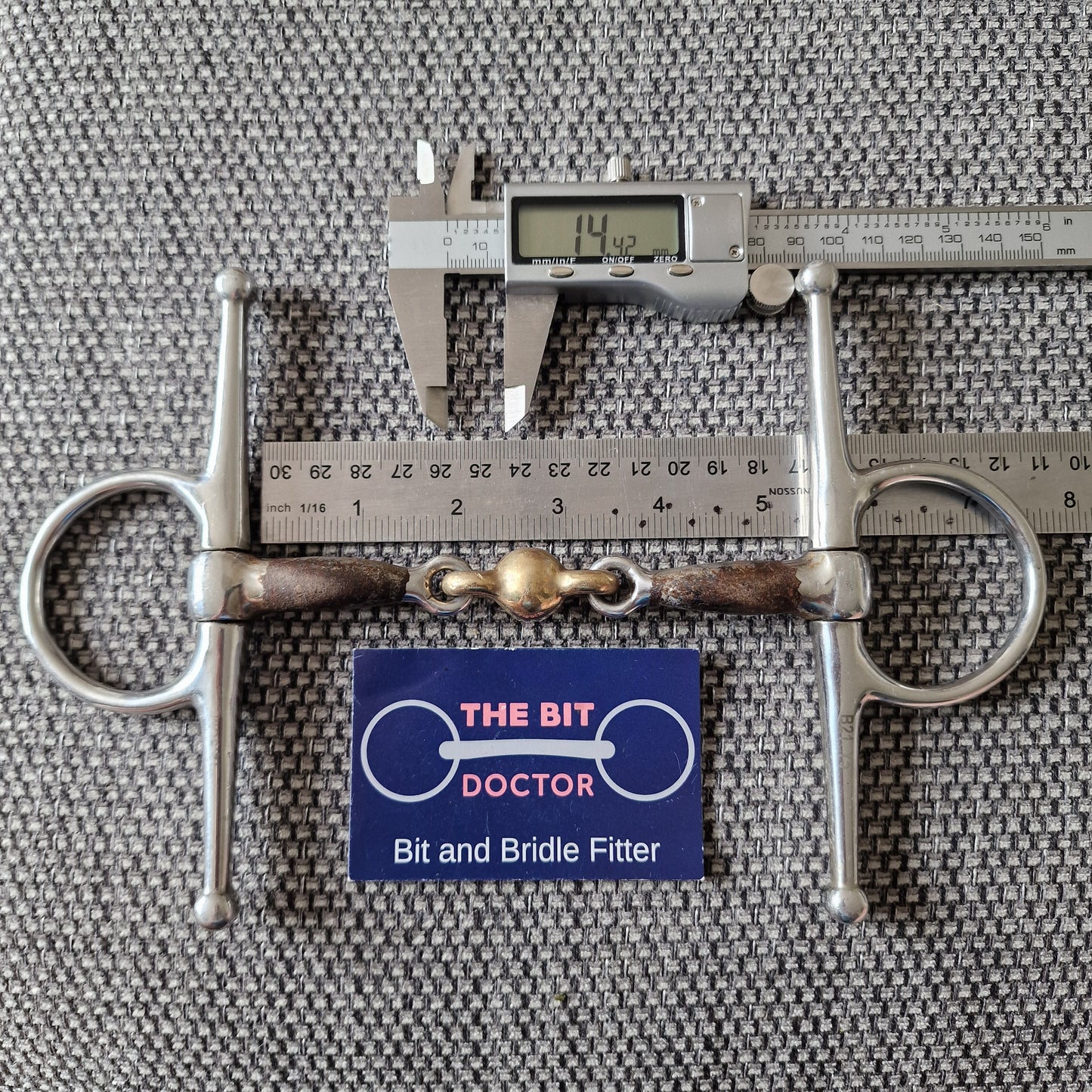 5.25" 5" sweet iron brass ball lozenge full cheek snaffle bit B459