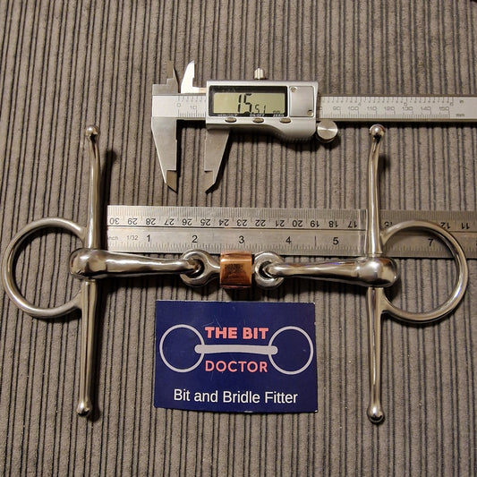 5.5" Custom full cheek Square copper roller  Snaffle bit B686
