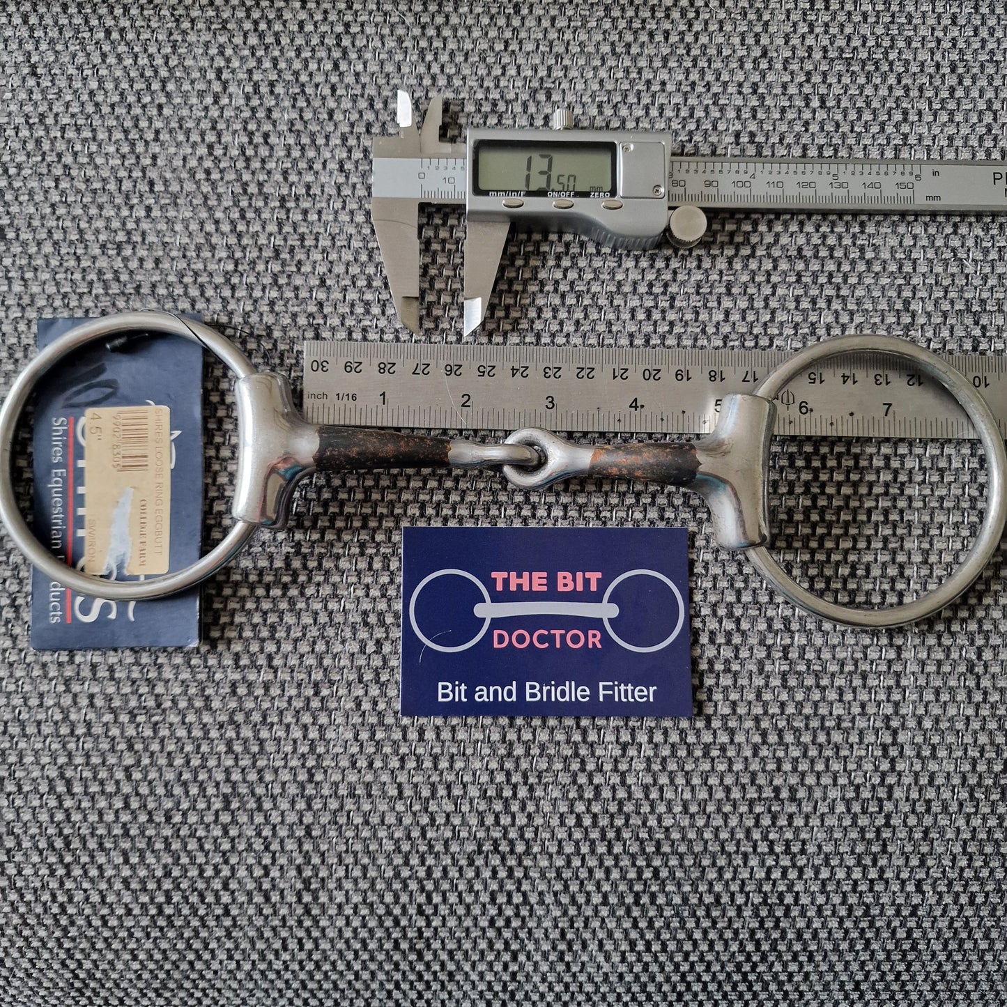 4.5" sleeved jointed sweet iron loose ring snaffle bit B599