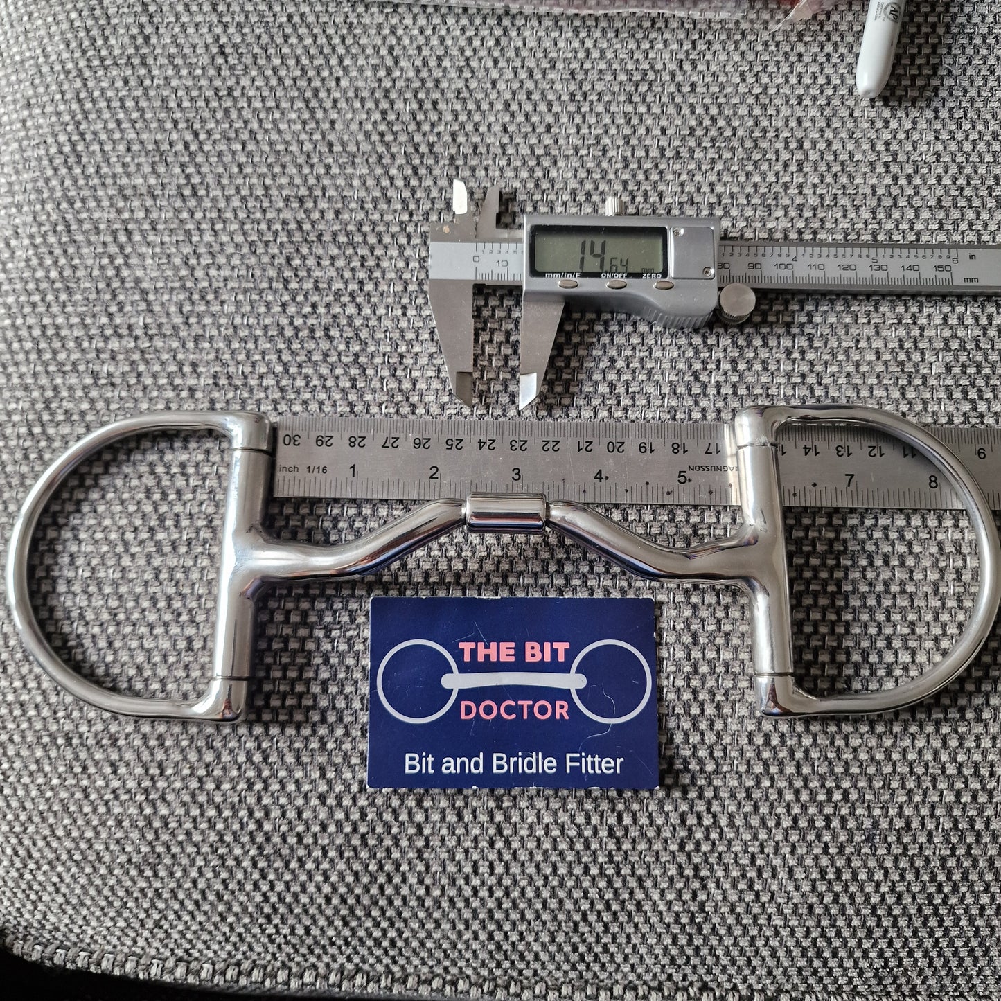 5.5" custom myler MB33 ported barrel d-ring snaffle bit B294