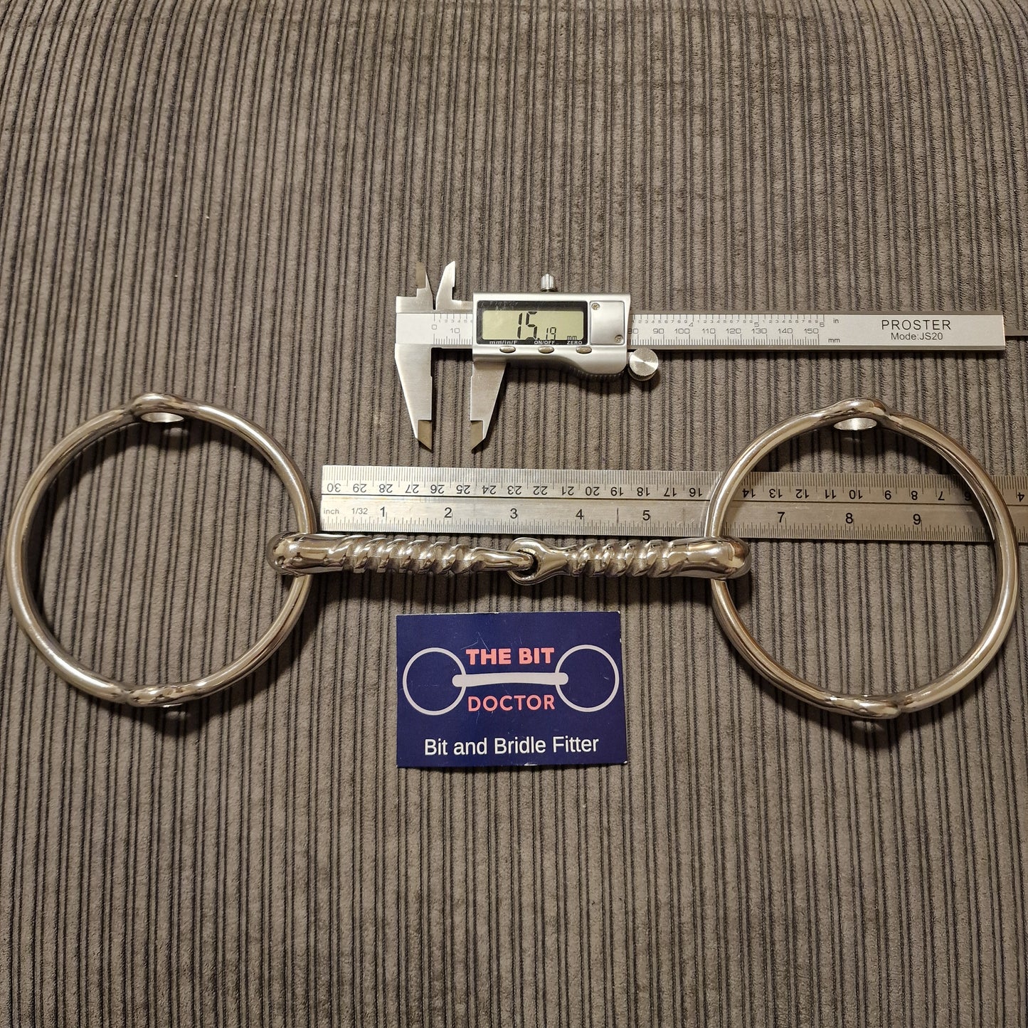 5.75" Custom corkscrew twisted large ring balding gag bit B835