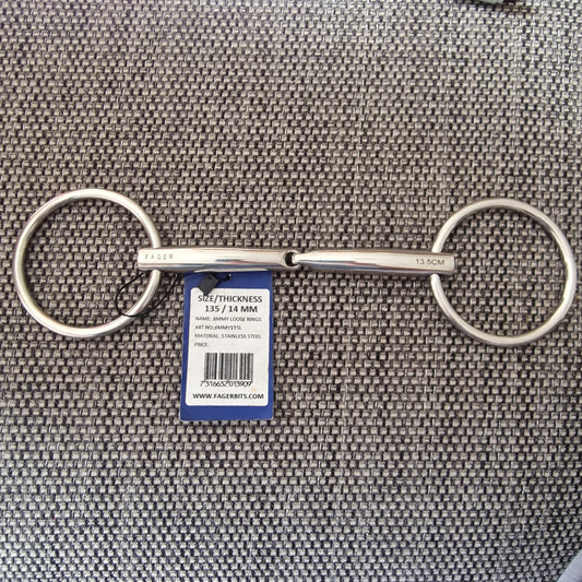 5.25" 135mm Fager Jimmy loose ring snaffle Bit B1620
