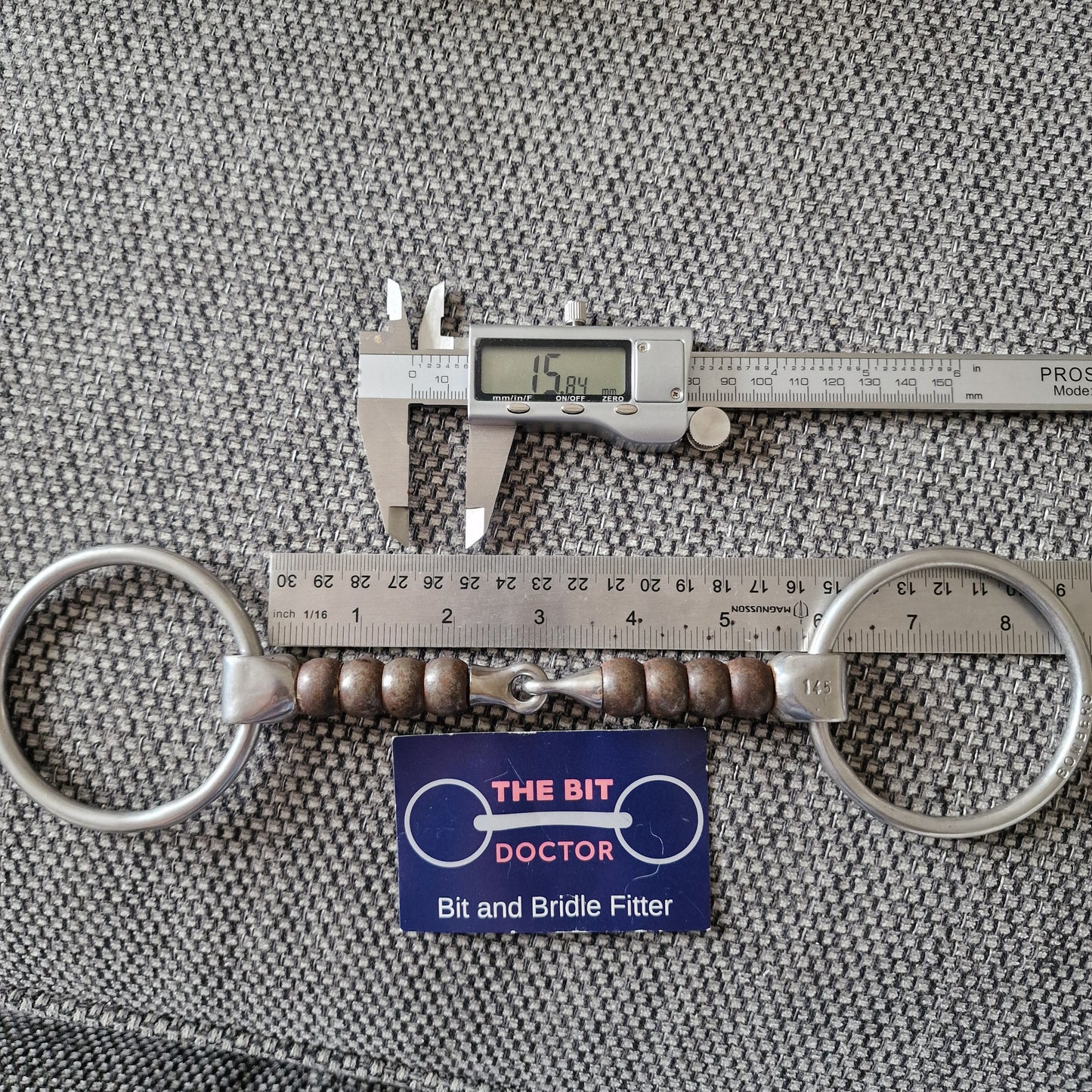 5.75" 145mm bombers loose ring cherry roller jointed snaffle bit B92