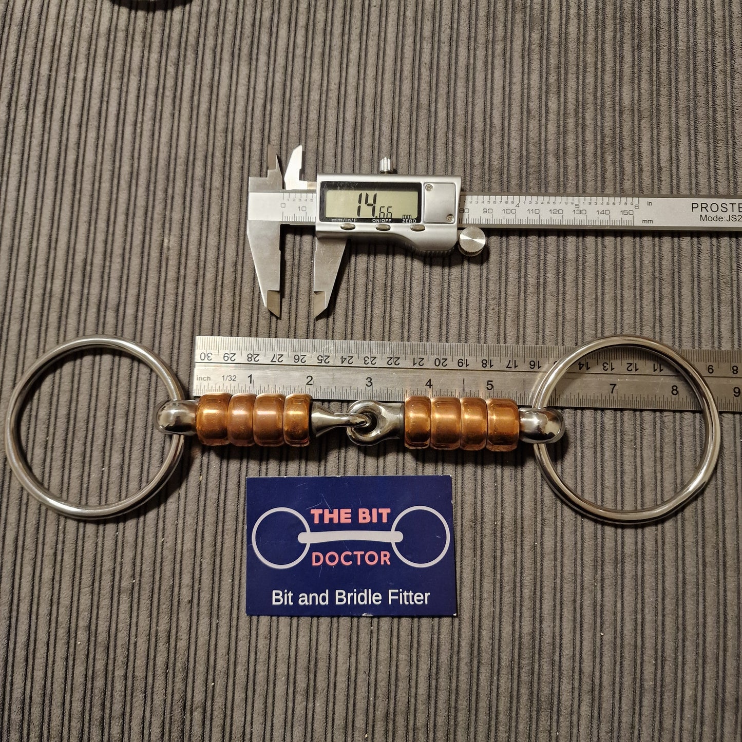 5.5" Custom copper roller loose ring snaffle bit B869