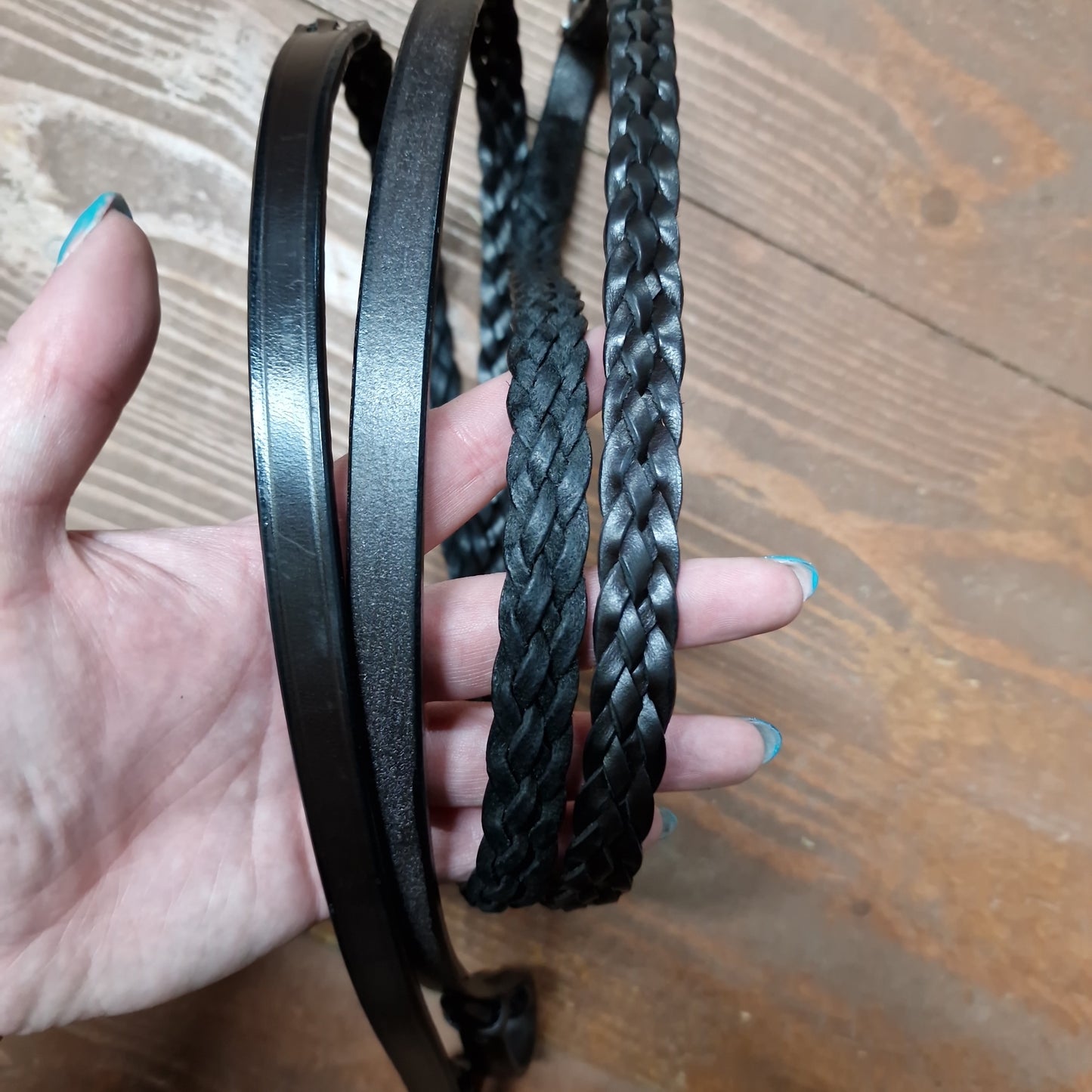 TBD English leather plaited reins