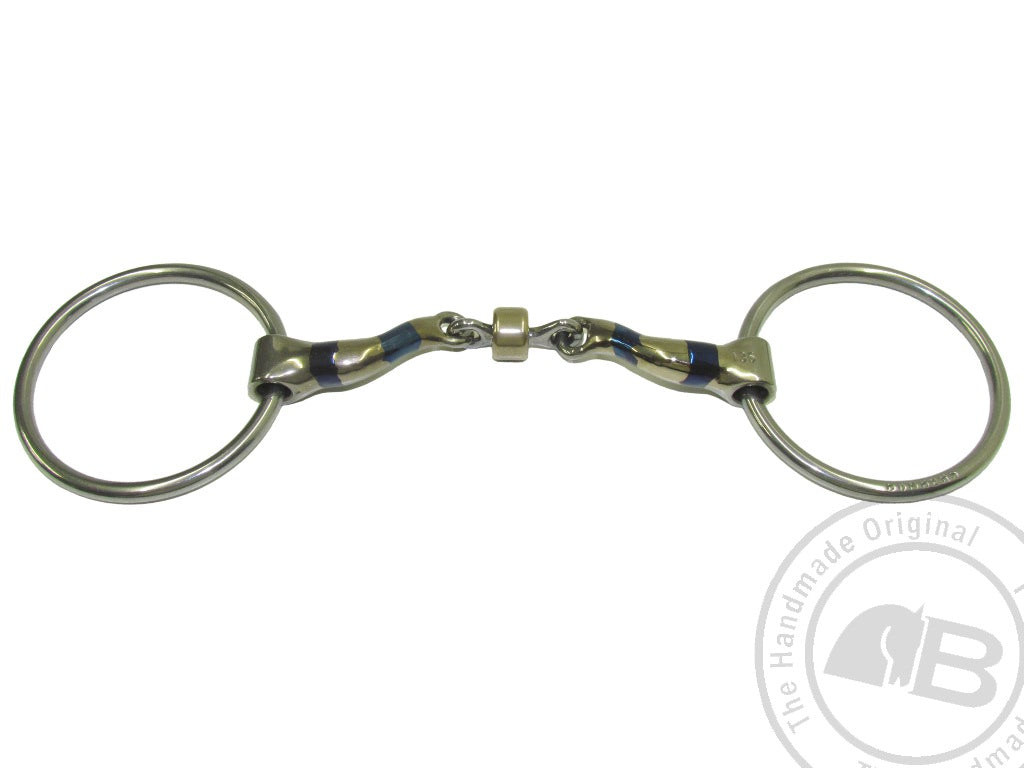 Bombers Loose Ring Mchardy ported roller link snaffle bit