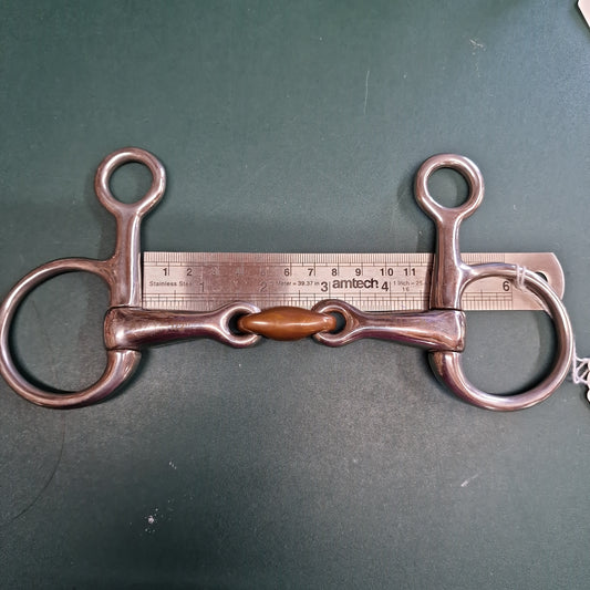 4.5" hanging cheek copper lozenge snaffle bit B121