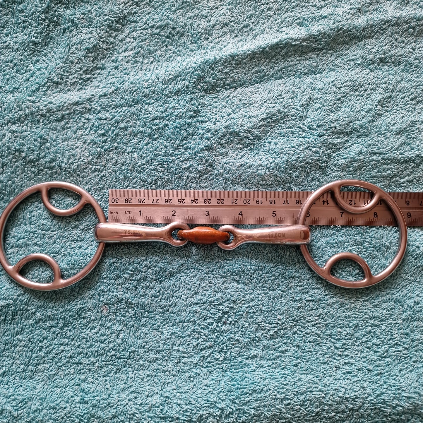 5.5" loop ring bevel copper lozenge snaffle bit B29