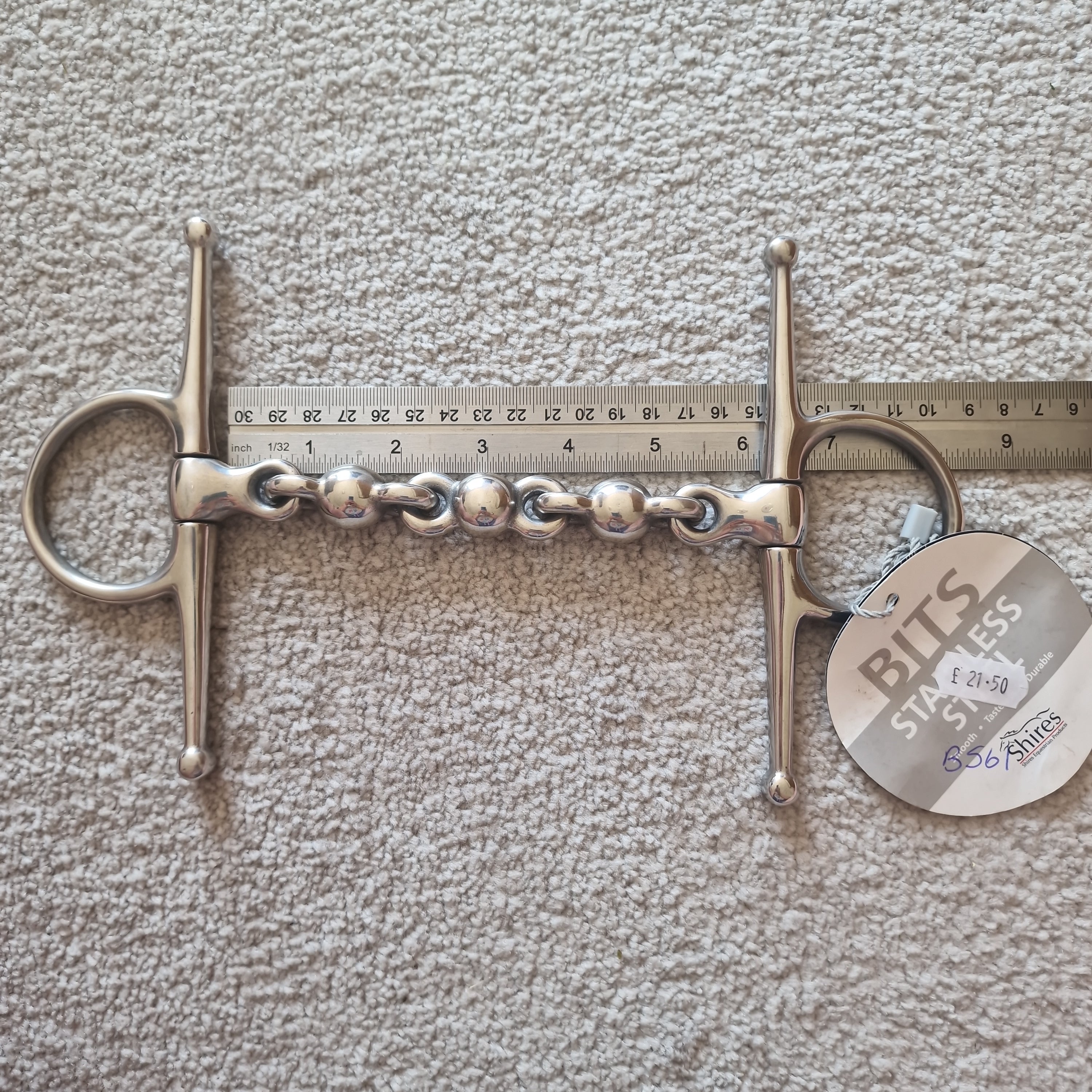 Platinum Equestrian Hanging Cheek Baucher Snaffle Bit With Waterford Mouthpiece - All Sizes