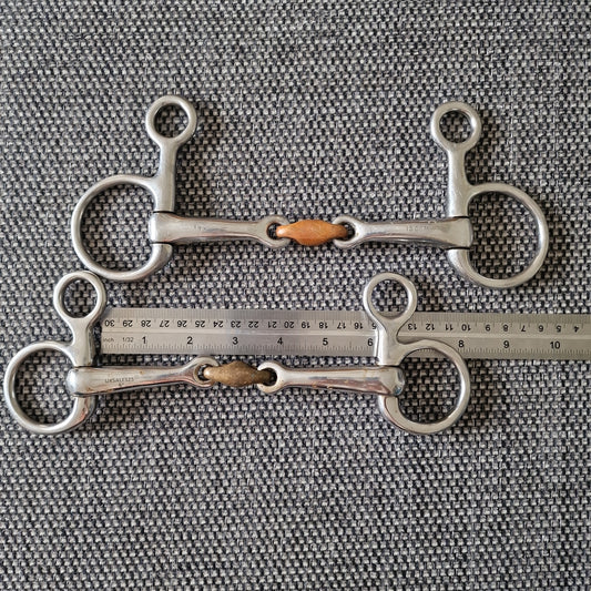 6" Hanging Cheek Copper Lozenge Snaffle bit B833