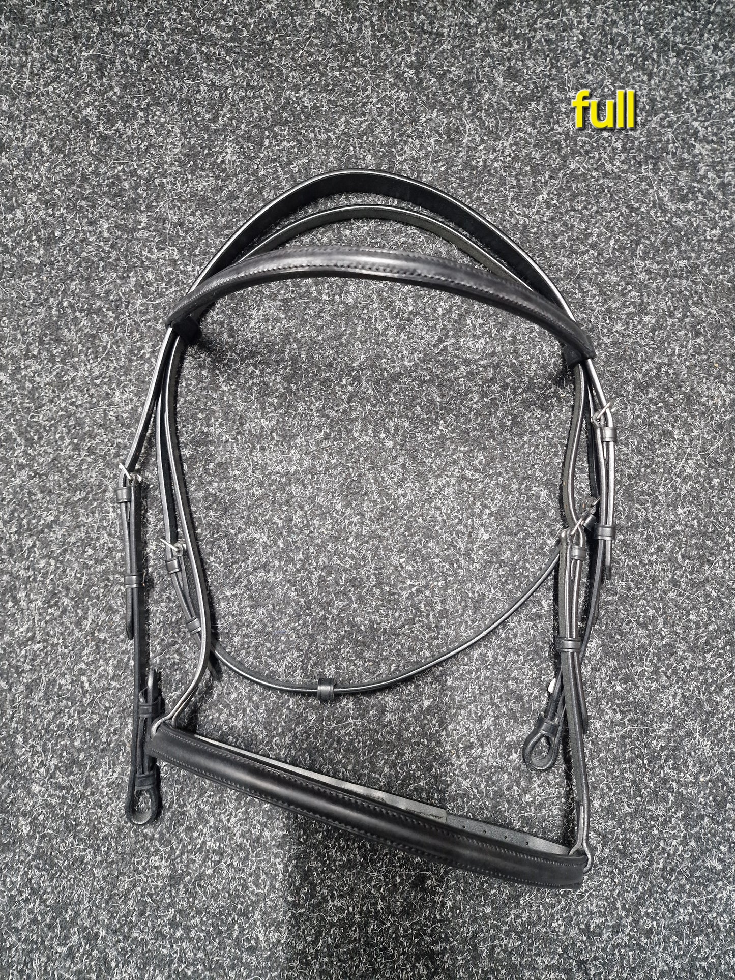 Full black English leather padded flash bridle