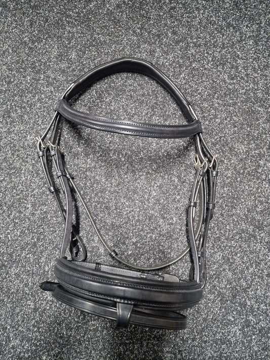 Cob black English leather padded flash bridle