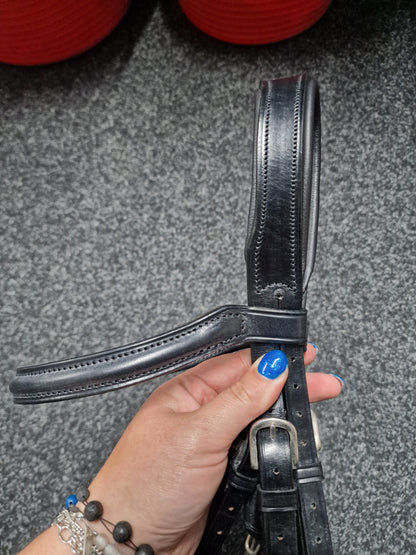 Cob black English leather padded flash bridle