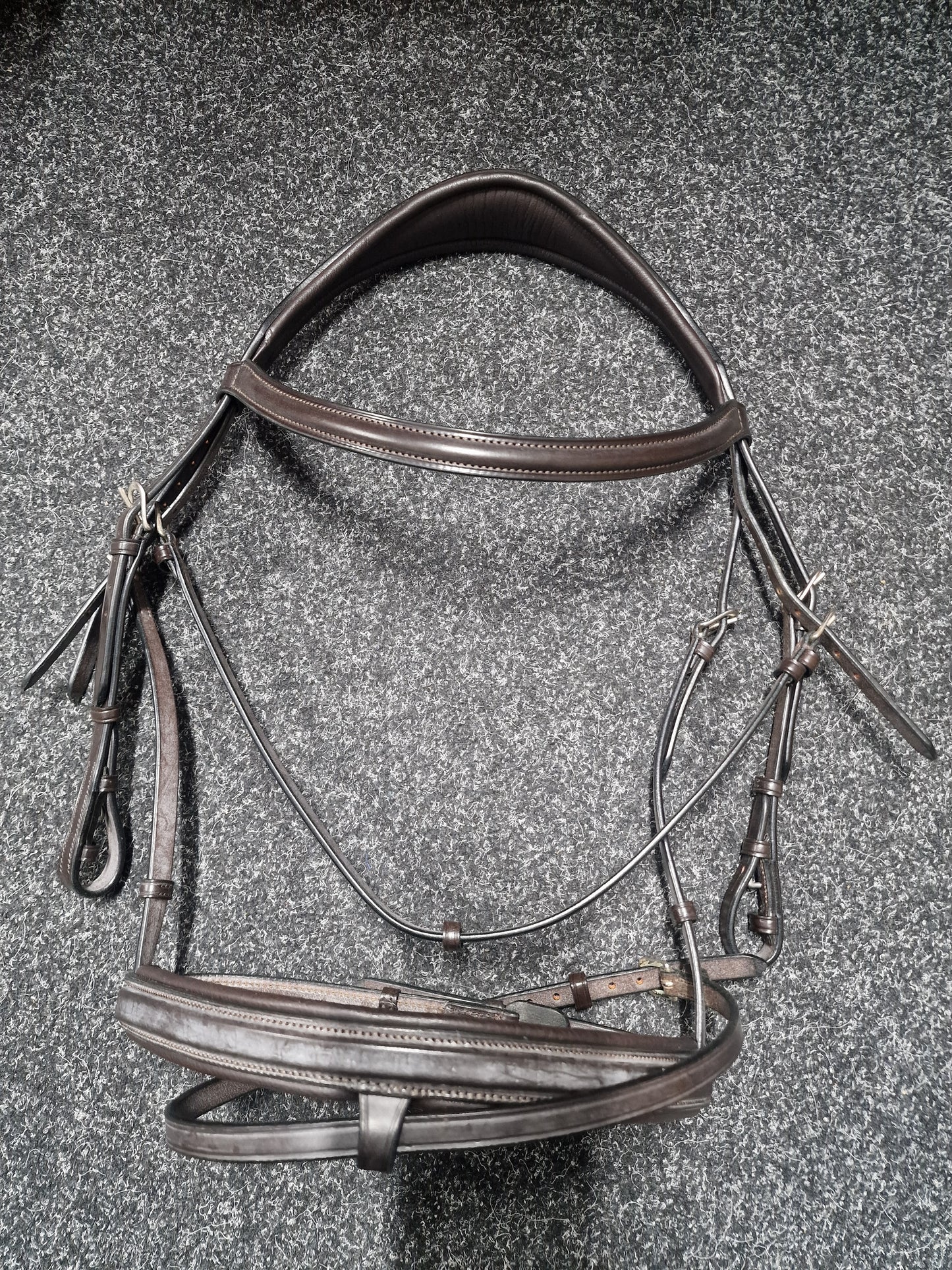 Full brown English leather padded flash bridle