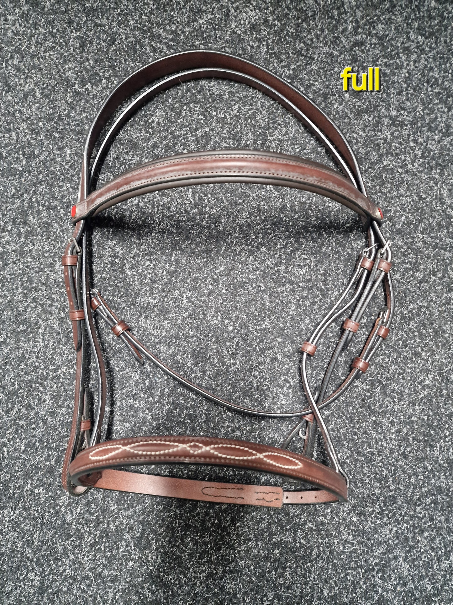 Full brown English leather sitiched cavesson bridle