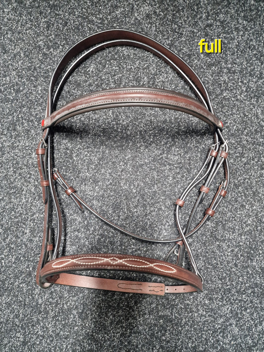 Full brown English leather sitiched cavesson bridle