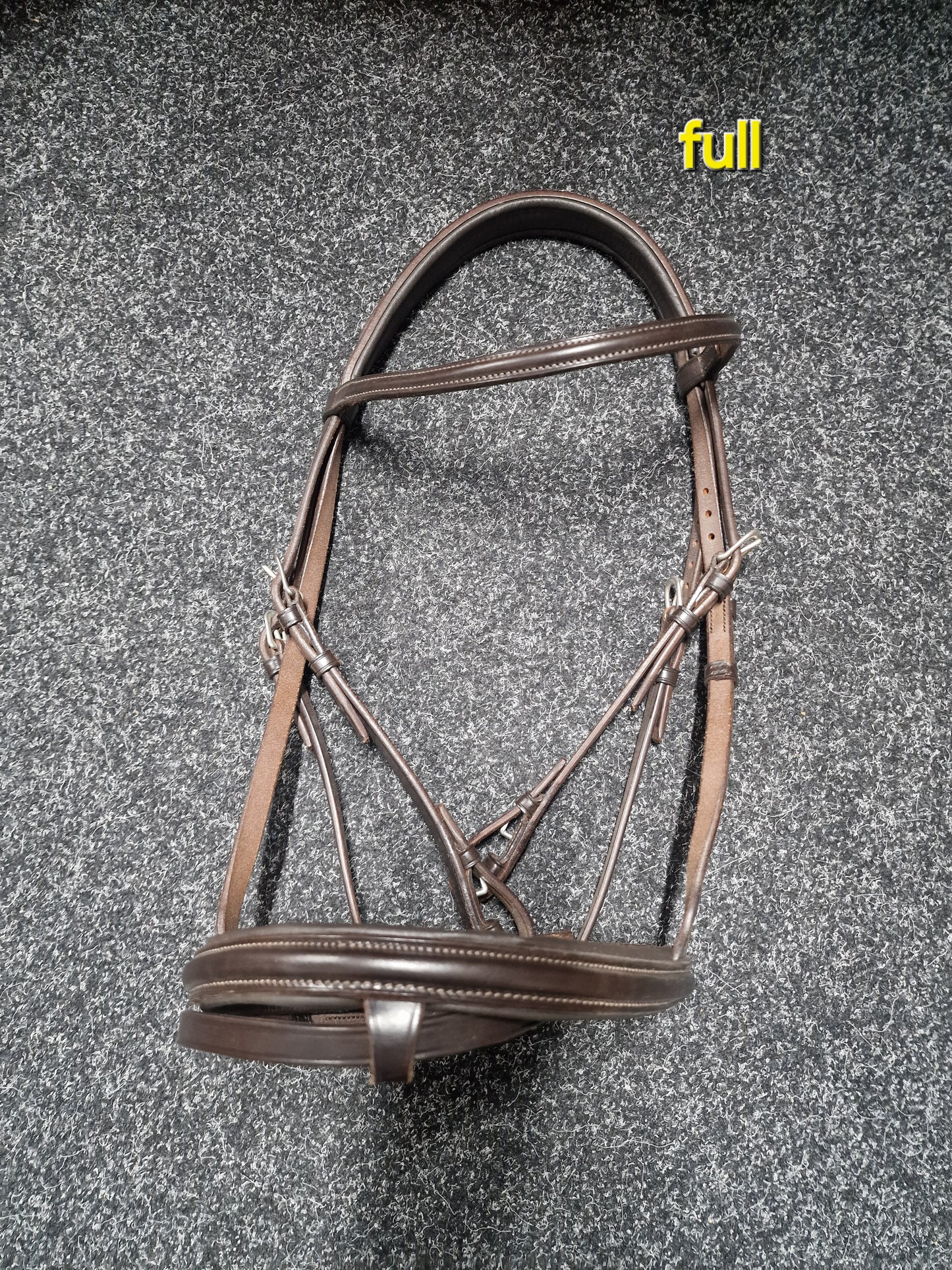 Full brown English leather padded flash  bridle