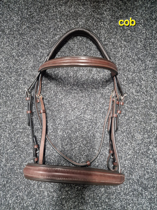 Cob brown English leather padded cavesson  bridle