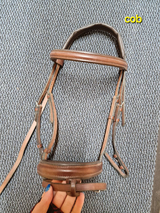 Cob brown English leather flash  bridle