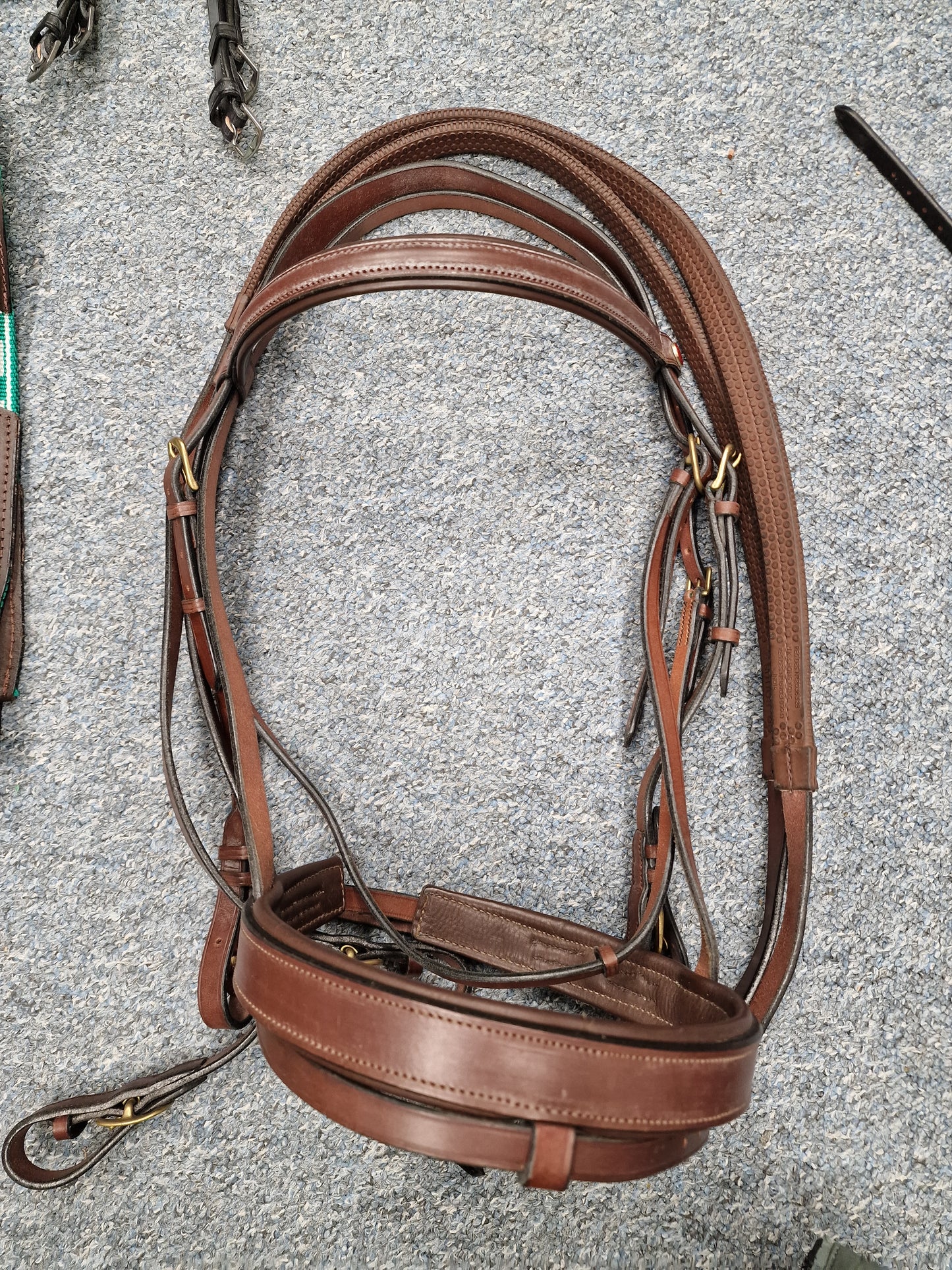 Full brown cob noseband stephens baines English leather flash bridle