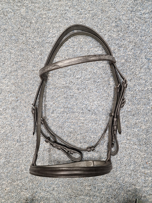 Cob black English leather cavesson bridle