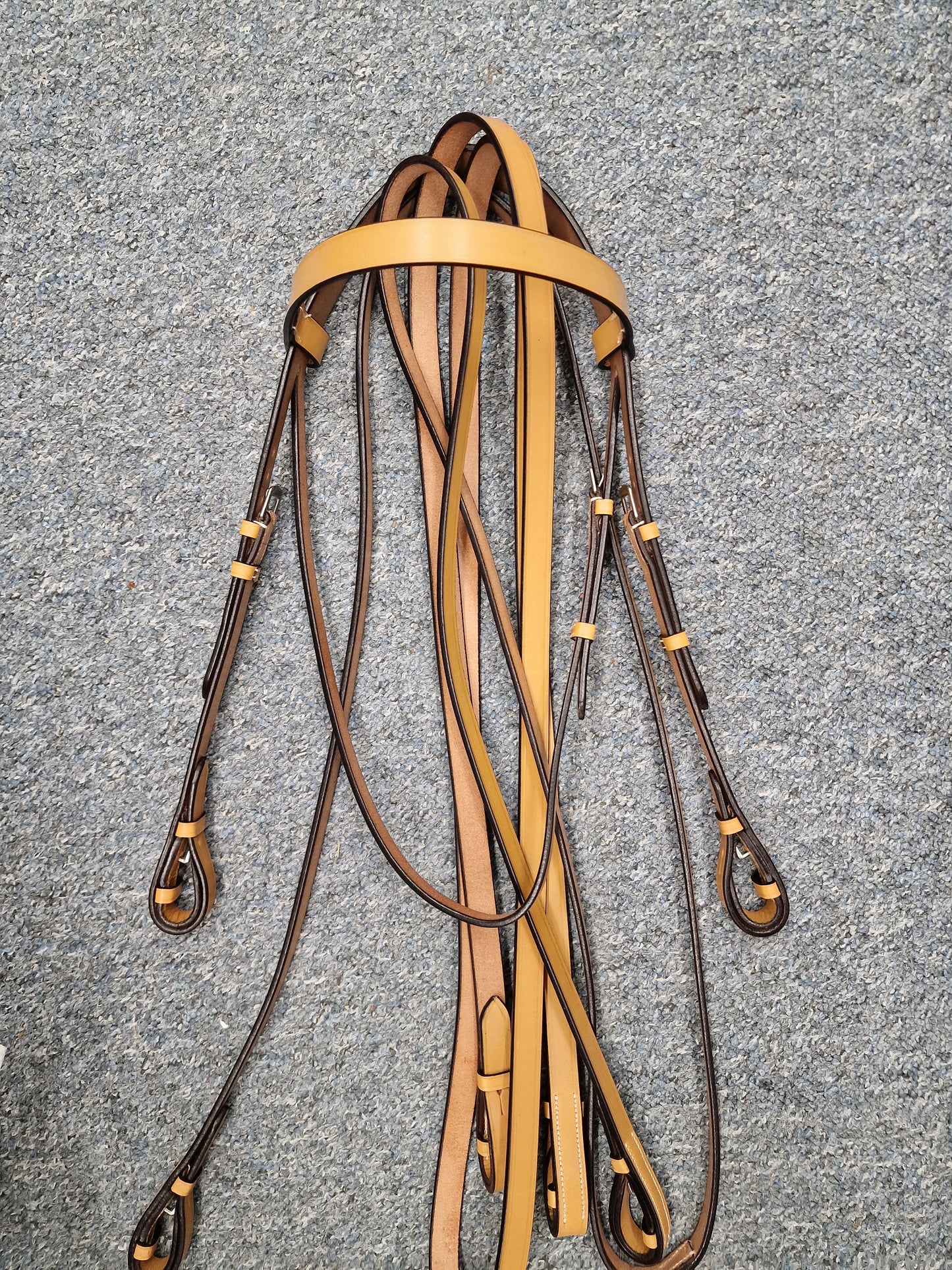 English leather western bridle with reins