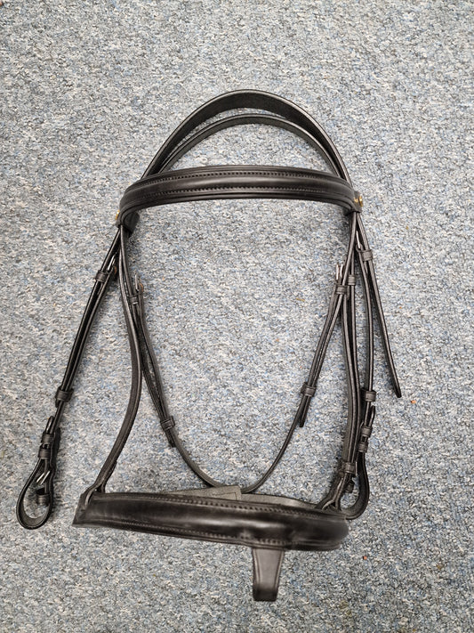 Cob black English leather flash bridle