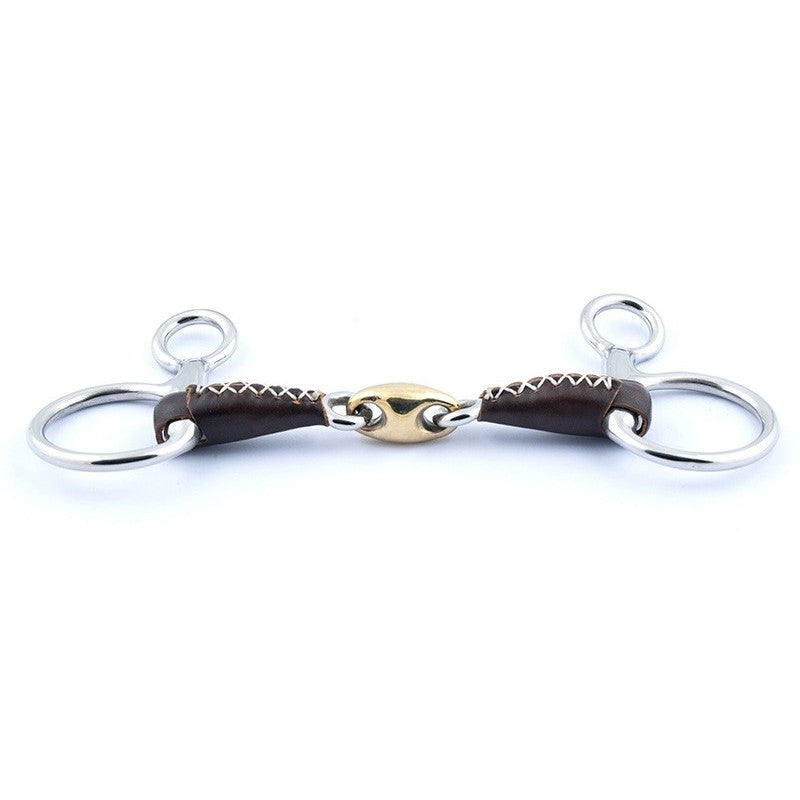 Jump'in Copper Lozenge Leather Hanging Cheek Snaffle Bit