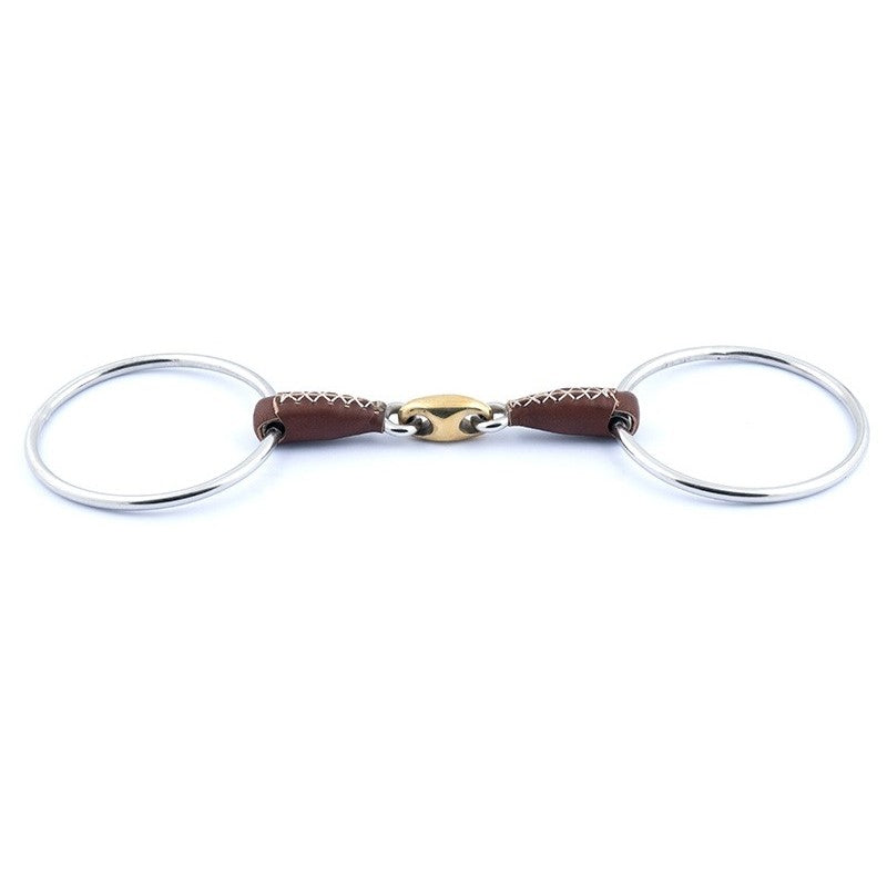 Jump'in Copper Leather Lozenge loose Ring Snaffle Bit