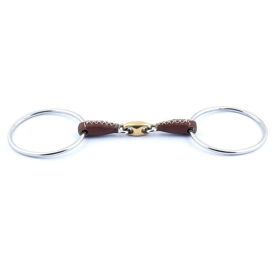 Jump'in Copper Leather Lozenge loose Ring Snaffle Bit