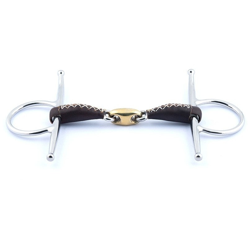 Jump'in Leather Copper Lozenge Full Cheek Snaffle Bit