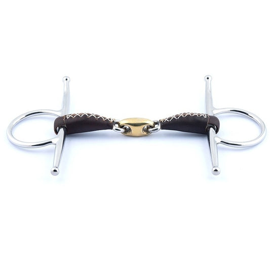 Jump'in Leather Copper Lozenge Full Cheek Snaffle Bit