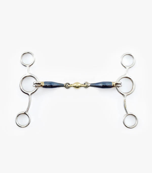 Premier Equine Blue Sweet Iron Tom Thumb Bit with Brass Alloy Lozenge