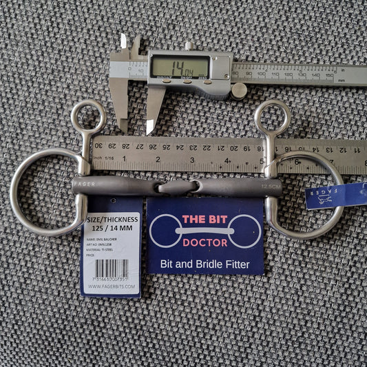 5" Fager Emil titanium lozenge hanging cheek snaffle bit B267