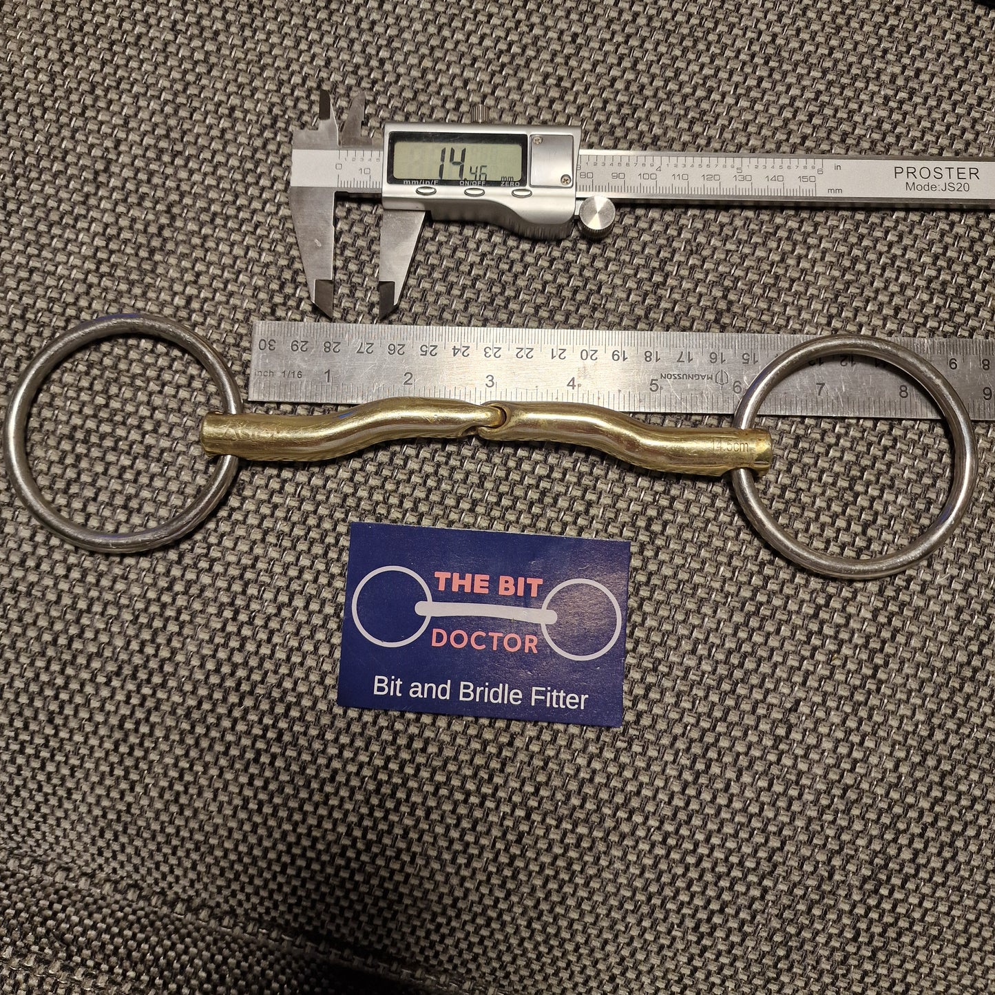 5.75" Aster Contour golden single jointed locking snaffle loose ring bit B1011