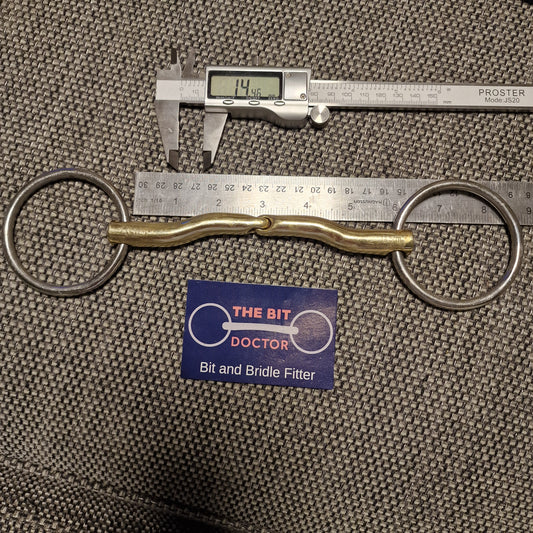 5.75" Aster Contour golden single jointed locking snaffle loose ring bit B1011
