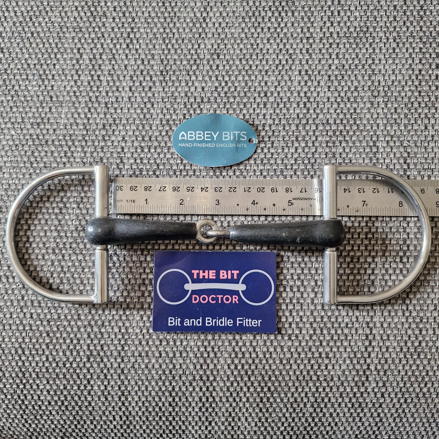 5.75" new abbey custom vulcanite jointed d-ring snaffle bit B106