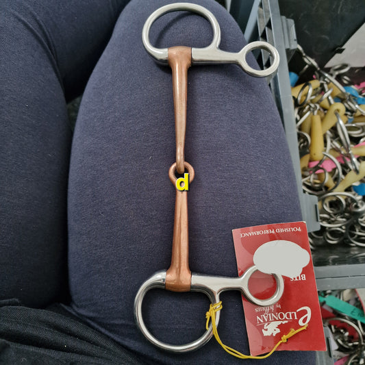 6" copper hanging cheek jointed snaffle bit B803