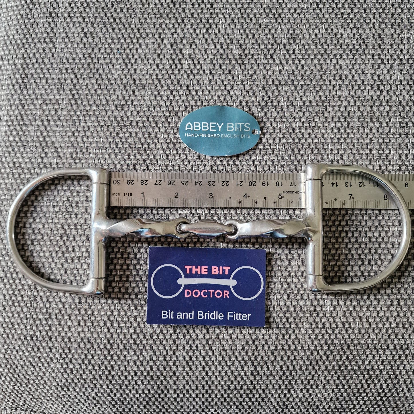 5.5" new Abbey custom curved twisted lozenge d-ring snaffle Bit B911