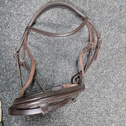 Full brown English leather padded flash bridle A38