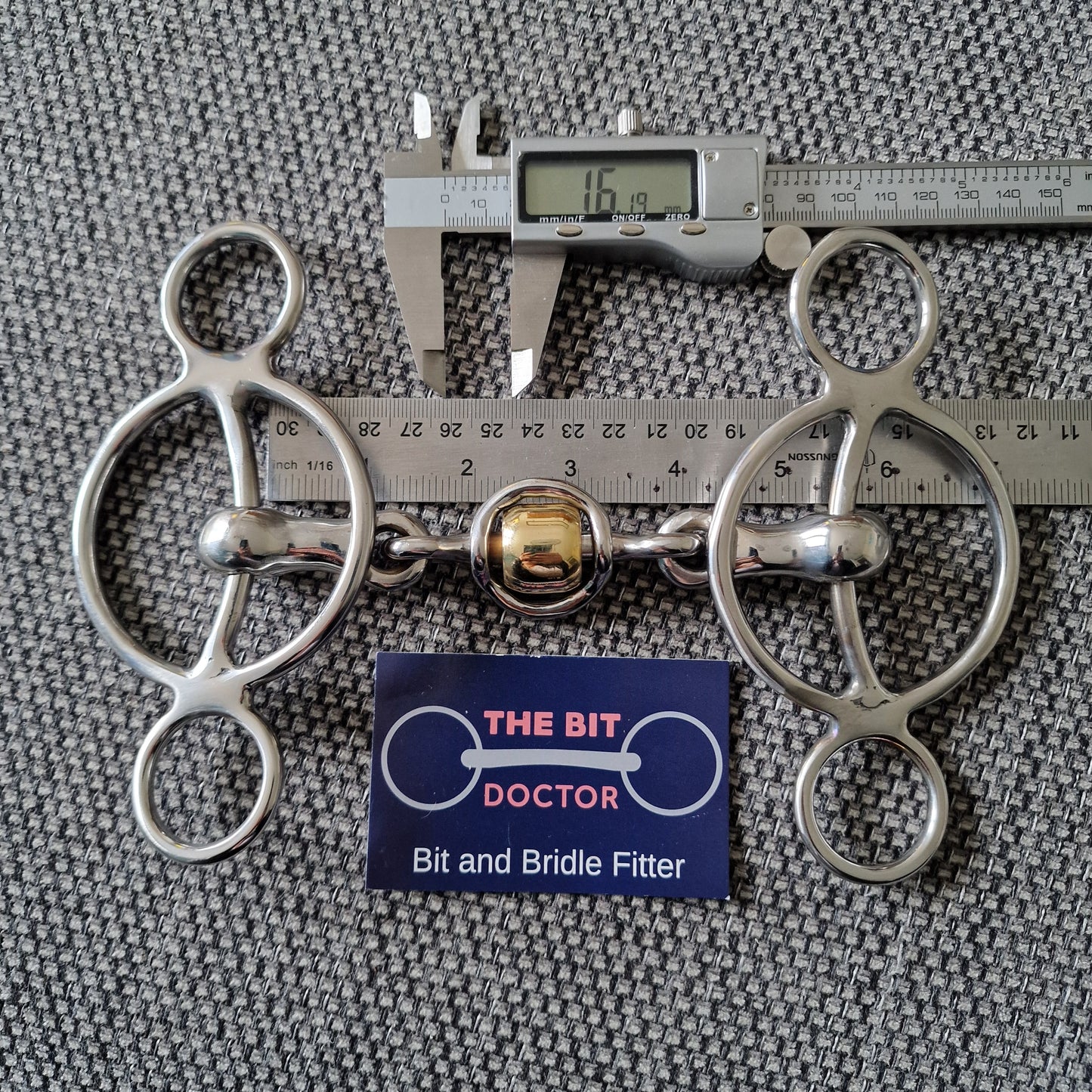 5.25" new Abbey custom hartford brass spinner link sliding 2.5 ring universal gag Bit B1017