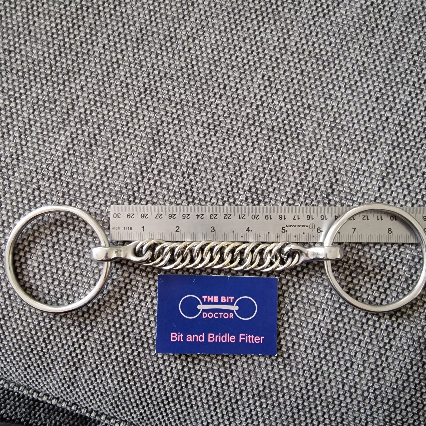 6" custom made curb chain loose ring snaffle bit B627