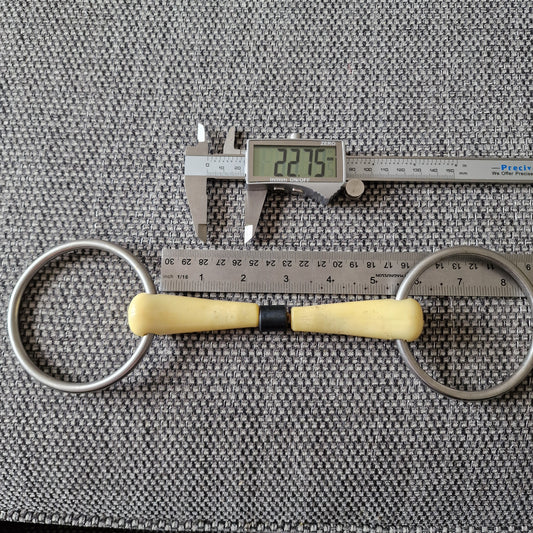 5.25" rare! Nathe locking 'jointed' covered roller loose ring snaffle bit B473