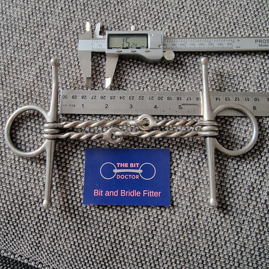 5.75" twisted wire w-mouth full cheek snaffle Bit B1439