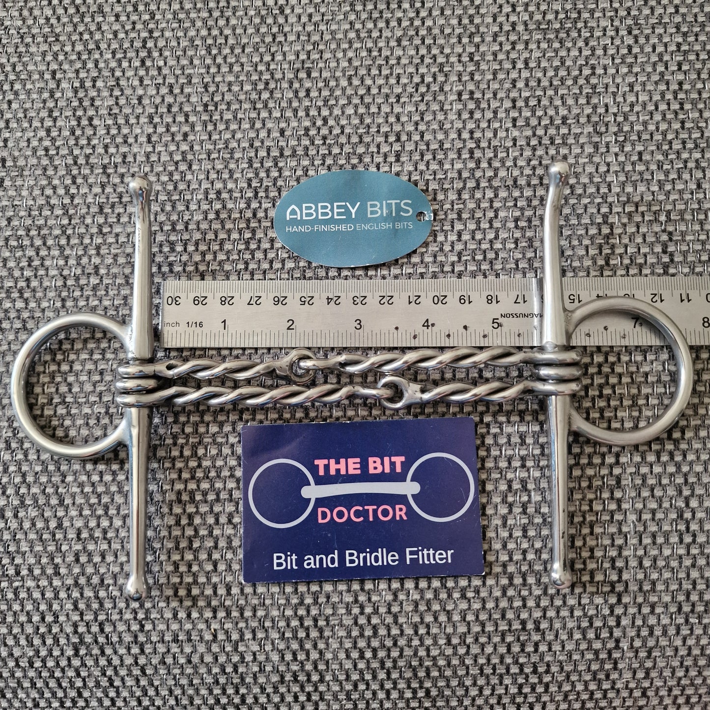 5.5" new abbey custom twisted wire w-mouth full cheek snaffle Bit B1432