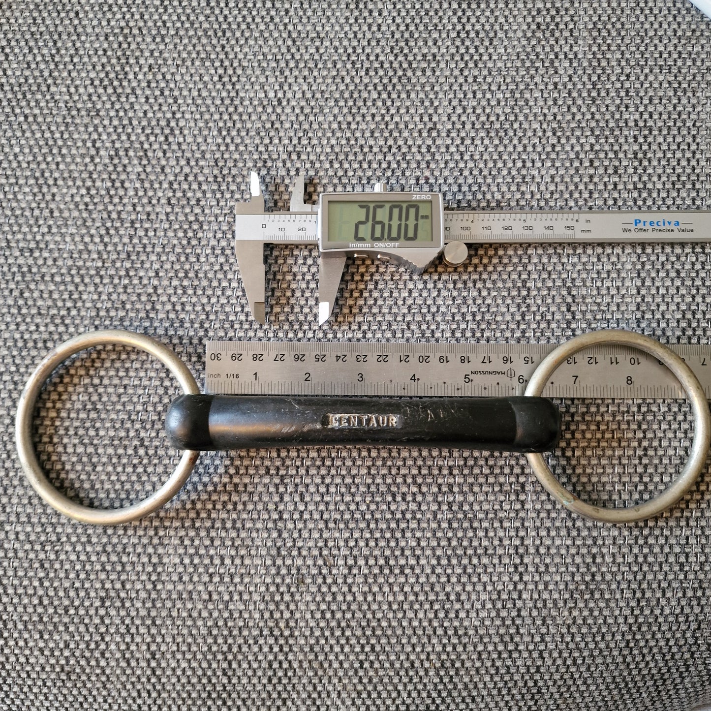 5.75" vulcanite mullen loose ring Snaffle bit B155