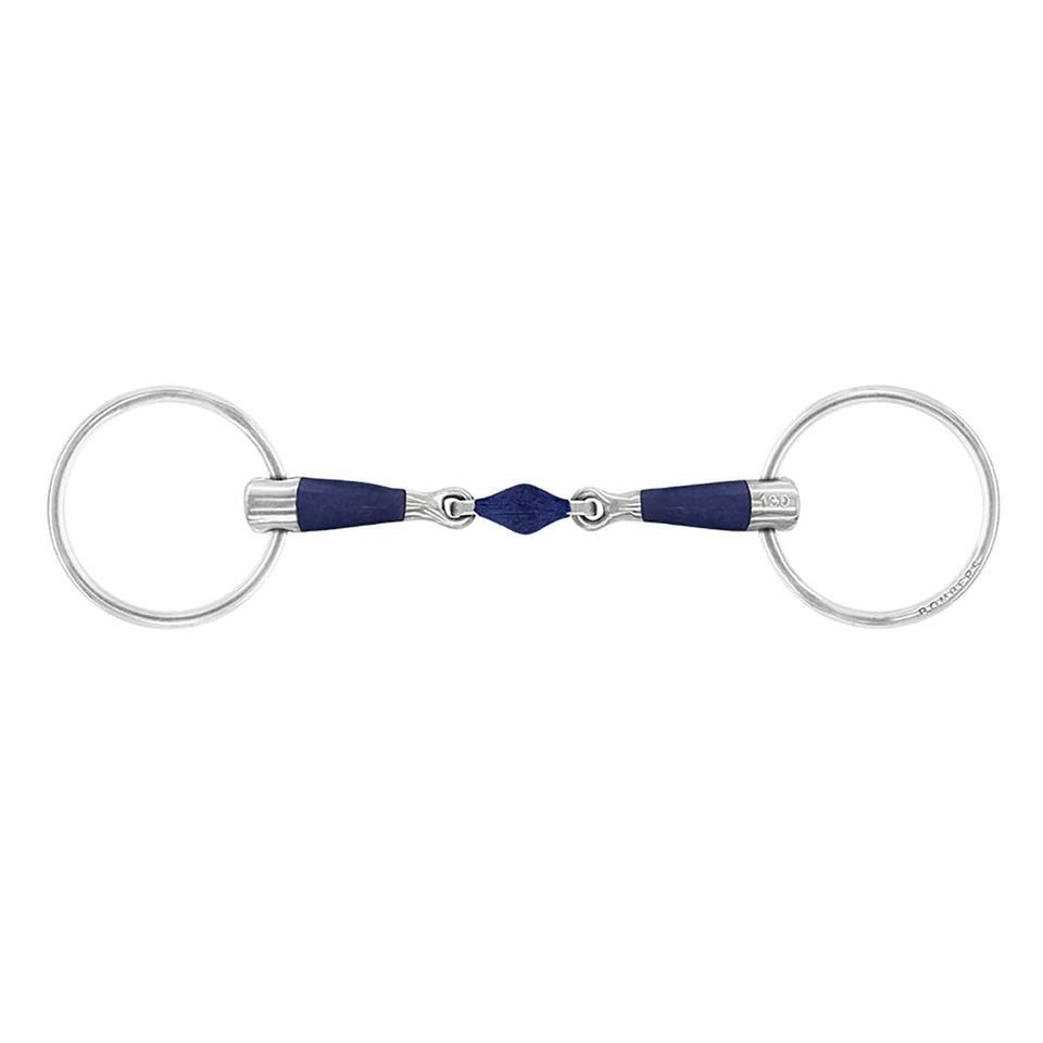 Bombers Blue elliptical lozenge loose ring snaffle Bit