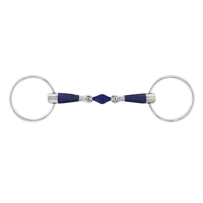 Bombers Blue elliptical lozenge loose ring snaffle Bit