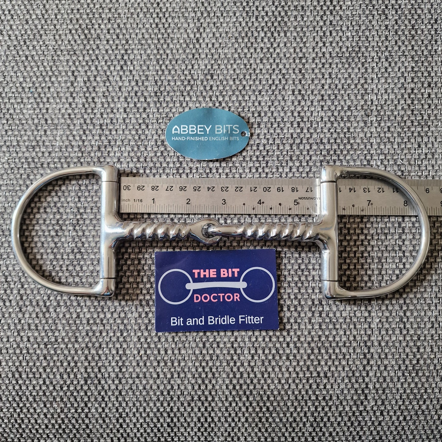 5.5" new abbey custom d-ring corkscrew twisted snaffle bit B673